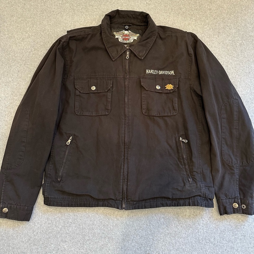 Harley-Davidson Black Zip Front Shirt Jacket with Chest Pockets 2008